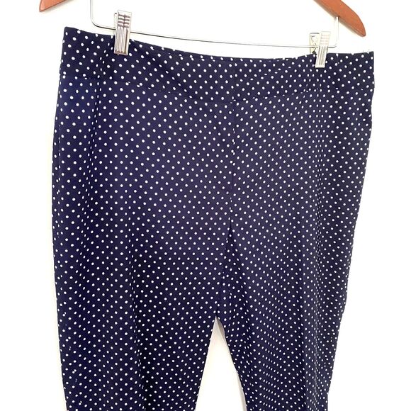 Vintage Jones Studio Navy White Polka Dot Tapered Lightweight Dress Pants Sz 10 - Picture 4 of 7